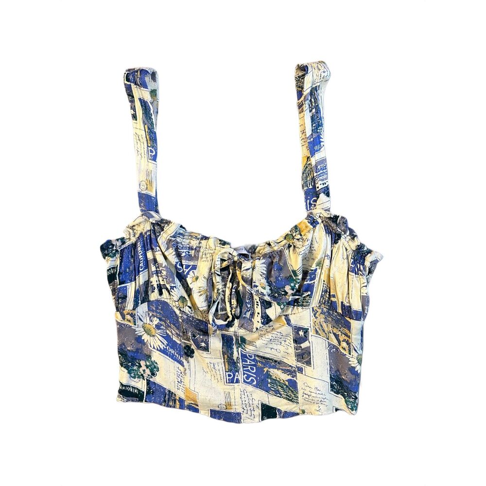 Urban Outfitters Blue Valentina Bustier Milkmaid Tank Top Large